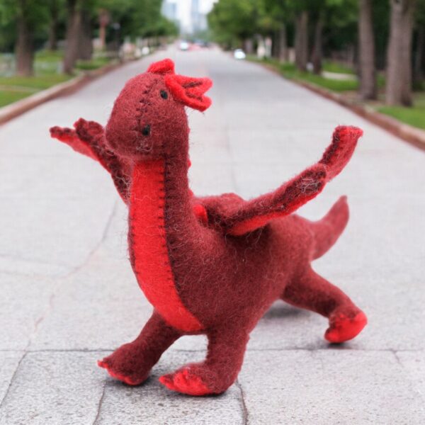 Handmade Felt Dragon Plush Toy from Nepal – Wool Fantasy Dragon Toy – Waldorf-Inspired Dragon – Soft Stuffed Toy Gift for Kids & Collectors