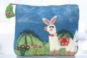 Handmade Felt Llama Coin Purse – Eco Artisan Embroidered Wool Zipper Pouch – Boho Animal Wallet – Fair Trade Gift for Women – Made in Nepal!