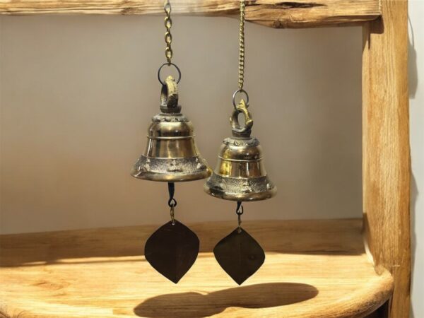 Brass Bell, Nepalese Handmade Brass Bell with Leaf, Authentic Nepalese Craft Perfect for Home Decor, housewarming gift - Image 6