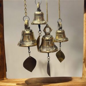 Brass Bell, Nepalese Handmade Brass Bell with Leaf, Authentic Nepalese Craft Perfect for Home Decor, housewarming gift