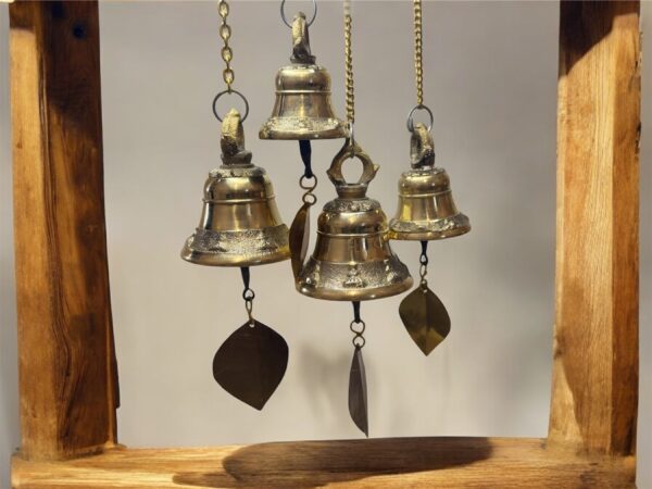 Brass Bell, Nepalese Handmade Brass Bell with Leaf, Authentic Nepalese Craft Perfect for Home Decor, housewarming gift