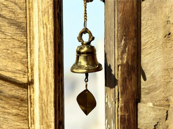 Brass Bell, Nepalese Handmade Brass Bell with Leaf, Authentic Nepalese Craft Perfect for Home Decor, housewarming gift - Image 3