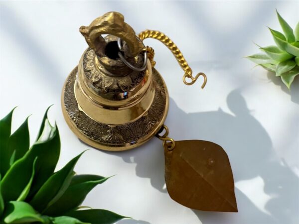 Brass Bell, Nepalese Handmade Brass Bell with Leaf, Authentic Nepalese Craft Perfect for Home Decor, housewarming gift - Image 7