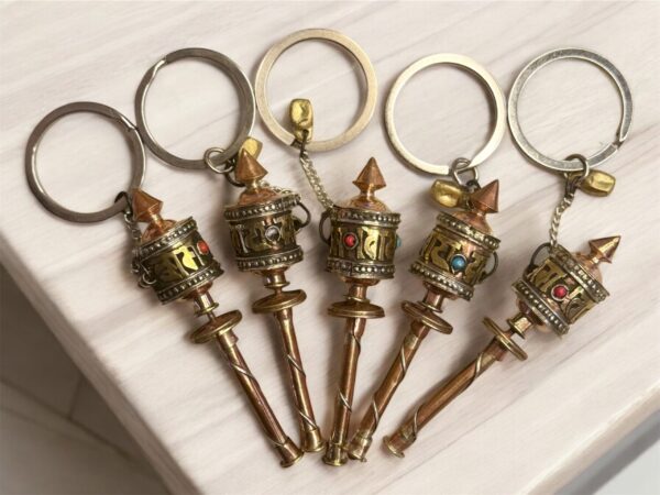 Prayer Wheel Keychain, Tibetan Buddhist Small Handcrafted, Mini Portable Meditation Tool, Spiritual Accessory, Unique Gift, Car Keychain - Image 4