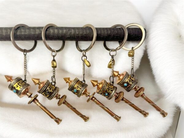 Prayer Wheel Keychain, Tibetan Buddhist Small Handcrafted, Mini Portable Meditation Tool, Spiritual Accessory, Unique Gift, Car Keychain - Image 2