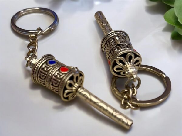 Prayer Wheel Keychain, Tibetan Buddhist Small Handcrafted, Mini Portable Meditation Tool, Spiritual Accessory, Unique Gift, Car Keychain - Image 2