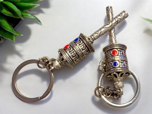 Prayer Wheel Keychain, Tibetan Buddhist Small Handcrafted, Mini Portable Meditation Tool, Spiritual Accessory, Unique Gift, Car Keychain