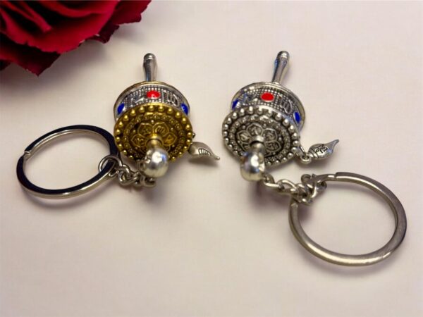 Prayer Wheel Keychain, Tibetan Buddhist Small Handcrafted, Mini Portable Meditation Tool, Spiritual Accessory, Unique Gift, Car Keychain - Image 3