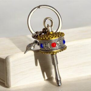 Prayer Wheel Keychain, Tibetan Buddhist Small Handcrafted, Mini Portable Meditation Tool, Spiritual Accessory, Unique Gift, Car Keychain