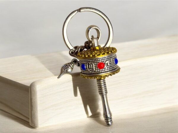 Prayer Wheel Keychain, Tibetan Buddhist Small Handcrafted, Mini Portable Meditation Tool, Spiritual Accessory, Unique Gift, Car Keychain