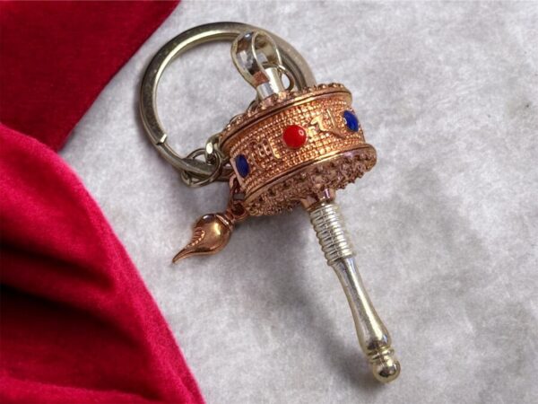 Prayer Wheel Keychain, Tibetan Buddhist Small Handcrafted, Mini Portable Meditation Tool, Spiritual Accessory, Unique Gift, Car Keychain - Image 2