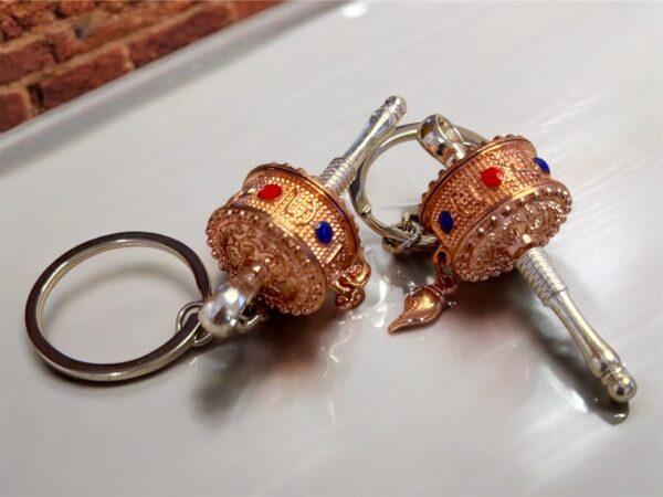 Prayer Wheel Keychain, Tibetan Buddhist Small Handcrafted, Mini Portable Meditation Tool, Spiritual Accessory, Unique Gift, Car Keychain