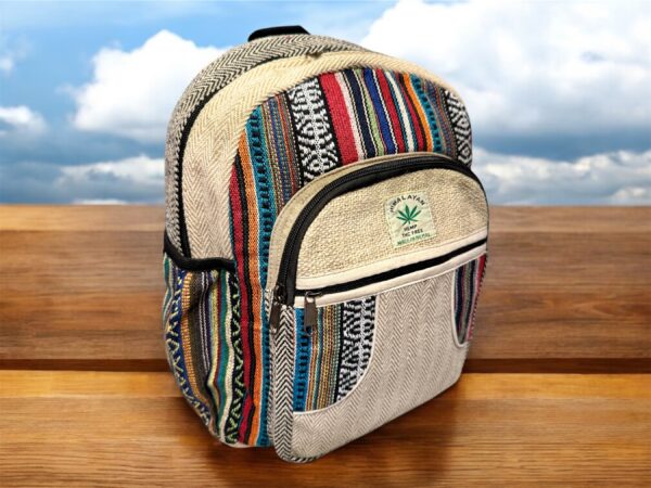 Handmade Hemp Backpack – Lightweight, Durable, Versatile Travel Bag Hiking, School, College, Office Eco-Friendly Natural Nepal Bag 13" x 10"