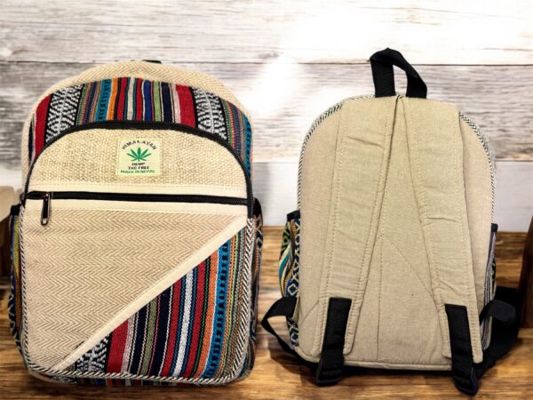 Handmade Hemp Backpack – Lightweight, Durable, Versatile Travel Bag Hiking, School, College, Office Eco-Friendly Natural Nepal Bag 13" x 10" - Image 8