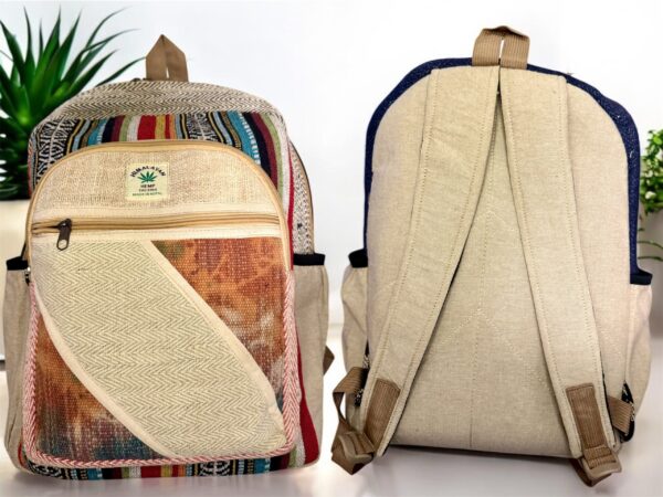Large Handmade Hemp Backpack – Lightweight, Durable, Travel Hiking, School, College, Office Eco-Friendly Natural Nepal Bag 17" x 12" - Image 5