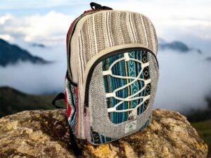 Large Handmade Hemp Backpack – Lightweight, Durable, Travel Hiking, School, College, Office Eco-Friendly Natural Nepal Bag 17" x 12"