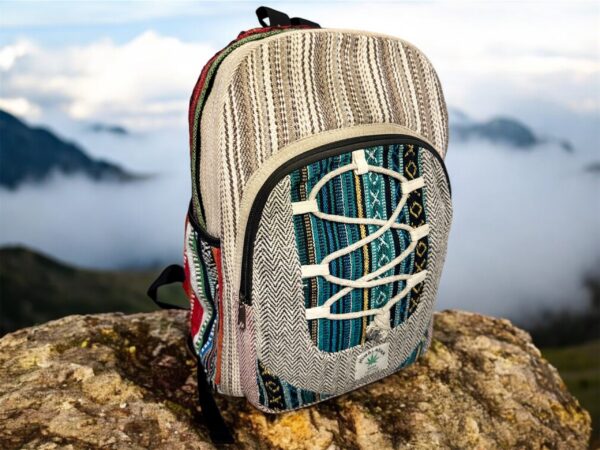 Large Handmade Hemp Backpack – Lightweight, Durable, Travel Hiking, School, College, Office Eco-Friendly Natural Nepal Bag 17" x 12"