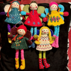 Angel Festive Xmas Décor Felt Ornaments, Colorful Embroidered Holiday Fairy Ornaments for Christmas Tree