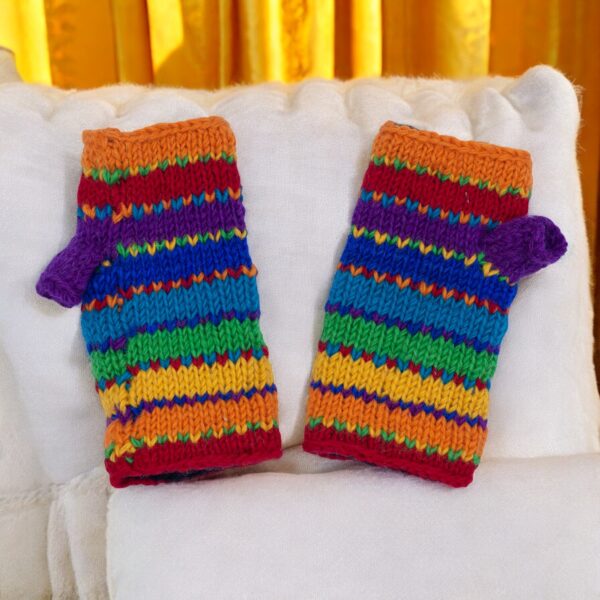 Woolen Fingerless Hand Knitted Gloves – Luxury Convertible Hand Warmer Gloves Mitten For Winter Season - Image 8