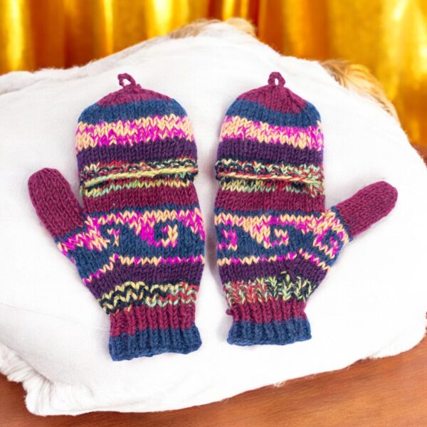 Woolen Fingerless Hand Knitted Gloves – Luxury Convertible Hand Warmer Gloves Mitten For Winter Season - Image 9