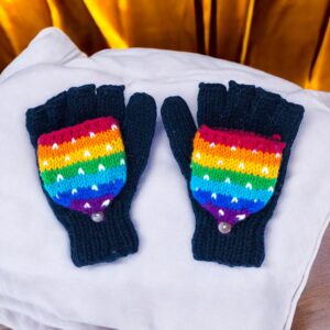 Woolen Fingerless Hand Knitted Gloves – Luxury Convertible Hand Warmer Gloves Mitten For Winter Season