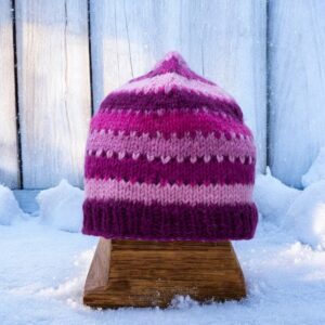 Hand Knit Woolen Hat, 100% Woolen Cozy Fleece Lining Warm Wool Hat from Nepal, Beanie Hat with Pompom, Winter Unisex Hat