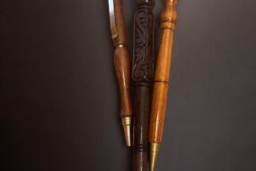 Wooden Ballpoint Writing Pen Set, Elegant Eco-Friendly Office Accessory Three Wood Pen Set for Gift