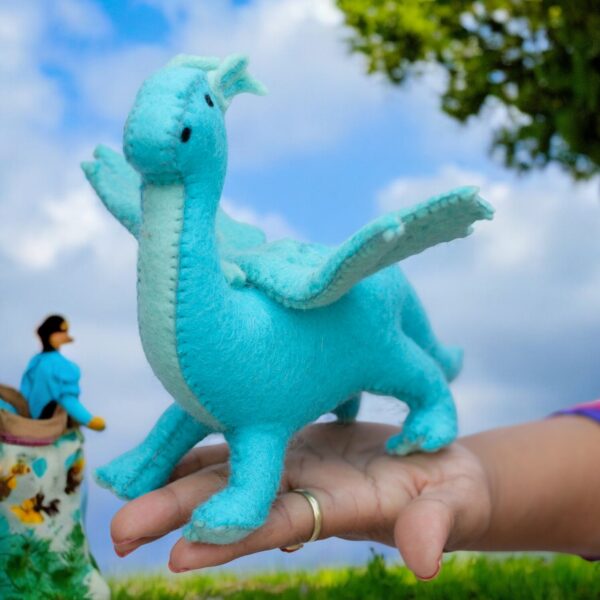 Handmade Felt Dragon Plush Toy from Nepal – Wool Fantasy Dragon Toy – Waldorf-Inspired Dragon – Soft Stuffed Toy Gift for Kids & Collectors - Image 5