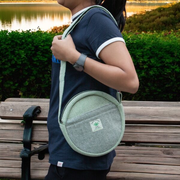 Women's Himalayan Hemp Round Side Bag – Luxury Eco Friendly Shoulder Bag Gift For Ladies - Image 2