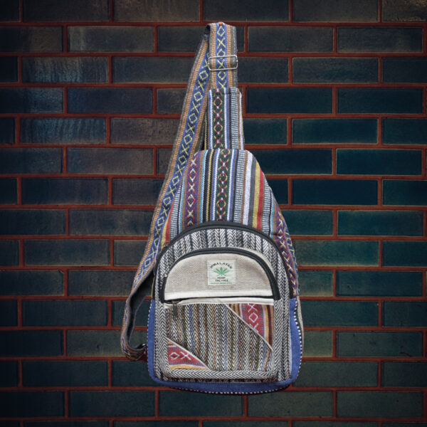 Handmade Multi Color Sling Hemp Bag, Lightweight Travel Bag, Unisex Hemp Boho Bag, Casual Sling Bag pack, One Shoulder Crossover Bag - Image 6