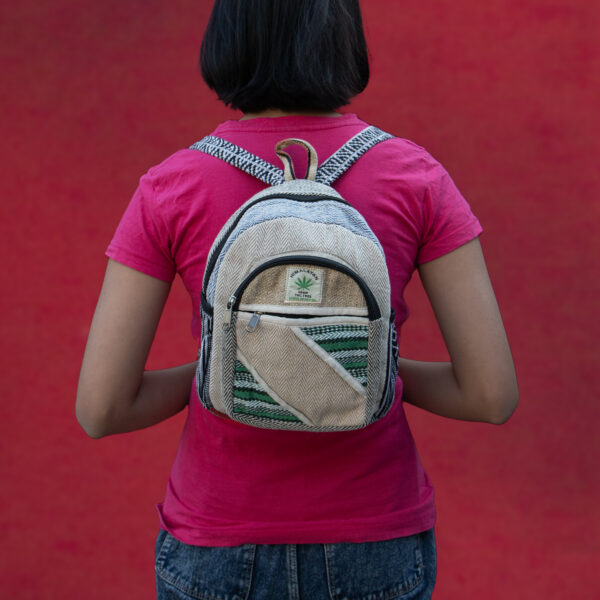 Handmade Small Hemp Backpack – Eco-Friendly, Lightweight, Durable Travel Bag Sustainable Boho Crossbody Shoulder Bag from NAepal 11" x 8" - Image 3
