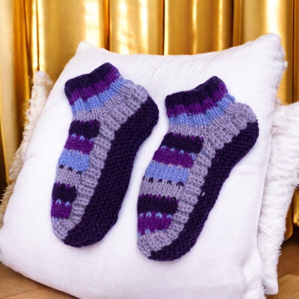 Hand Knit Woolen Socks Slippers, Cozy Handmade Colorful Wool Socks, Unisex Socks Slippers, Indoor Cozy Soft Wool Socks, Cozy Warm Knitted - Image 4