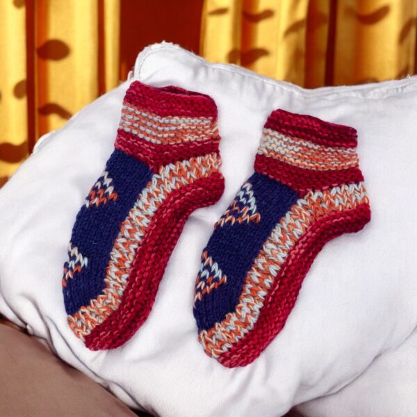 Hand Knit Woolen Socks Slippers, Cozy Handmade Colorful Wool Socks, Unisex Socks Slippers, Indoor Cozy Soft Wool Socks, Cozy Warm Knitted
