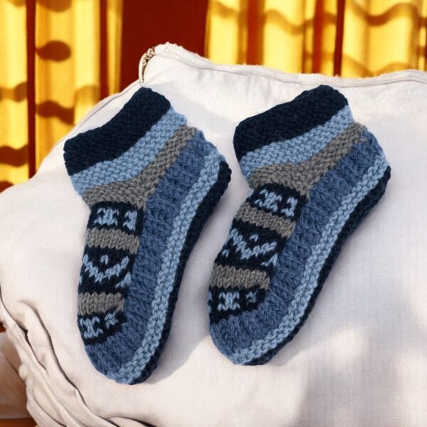 Hand Knit Woolen Socks Slippers, Cozy Handmade Colorful Wool Socks, Unisex Socks Slippers, Indoor Cozy Soft Wool Socks, Cozy Warm Knitted - Image 2
