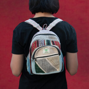 Handmade Small Hemp Backpack – Eco-Friendly, Lightweight, Durable Travel Bag Sustainable Boho Crossbody Shoulder Bag from NAepal 11" x 8"