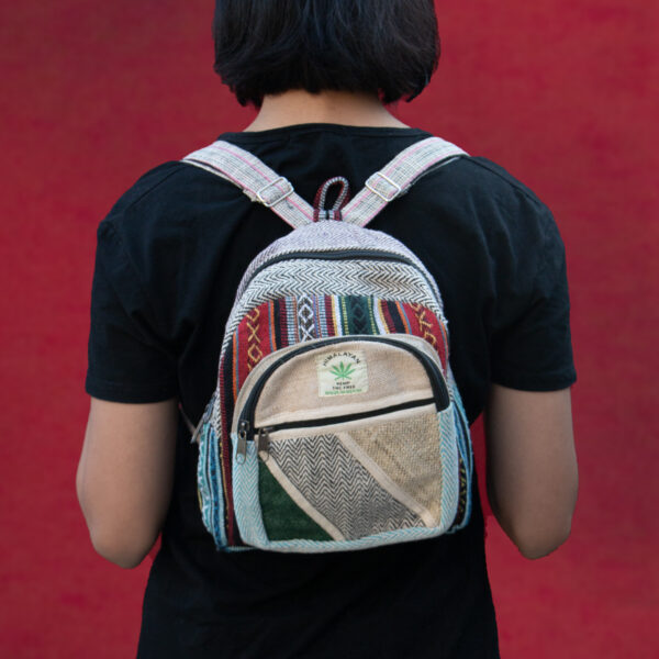 Handmade Small Hemp Backpack – Eco-Friendly, Lightweight, Durable Travel Bag Sustainable Boho Crossbody Shoulder Bag from NAepal 11" x 8"