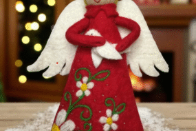 Handmade Felt Angel Christmas Tree Topper: Embroidered Holiday Decor