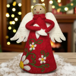 Handmade Felt Angel Christmas Tree Topper: Embroidered Holiday Decor